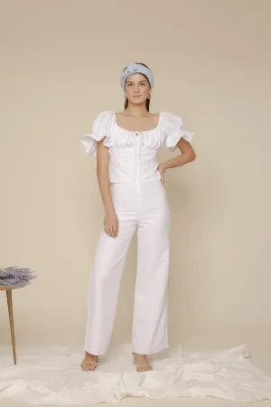 FLOR High Waist Culottes (White Linen)