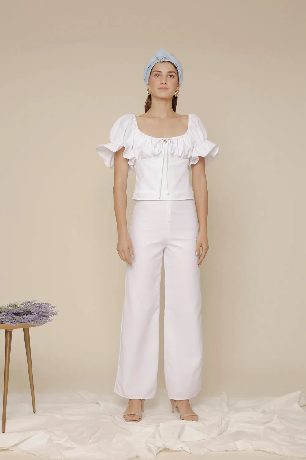 FLOR High Waist Culottes (White Linen)