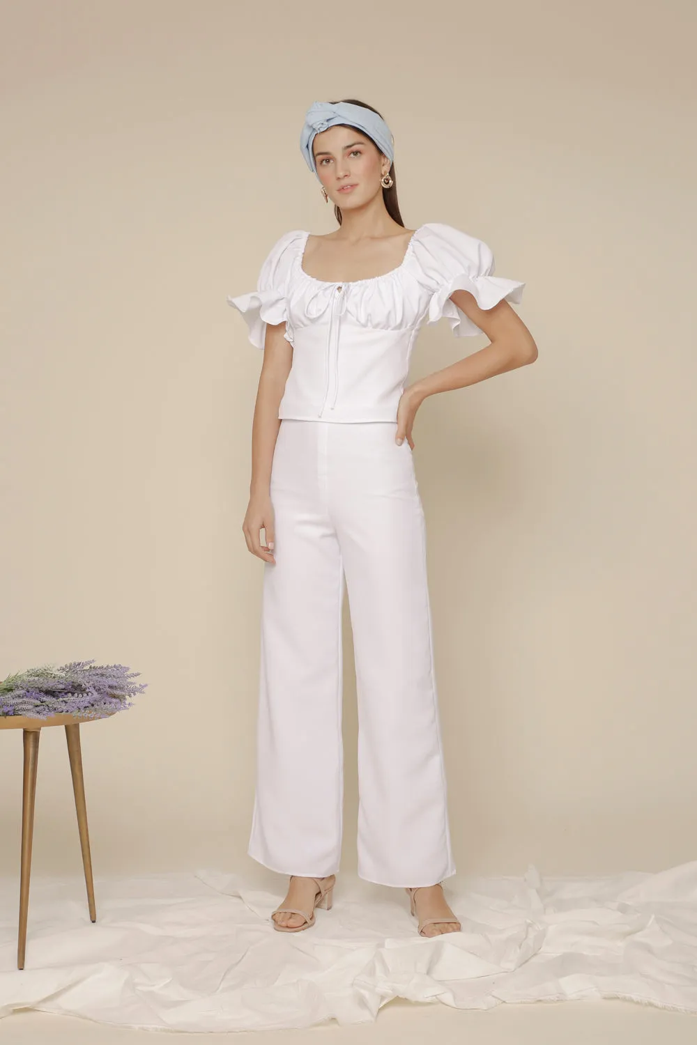 FLOR High Waist Culottes (White Linen)