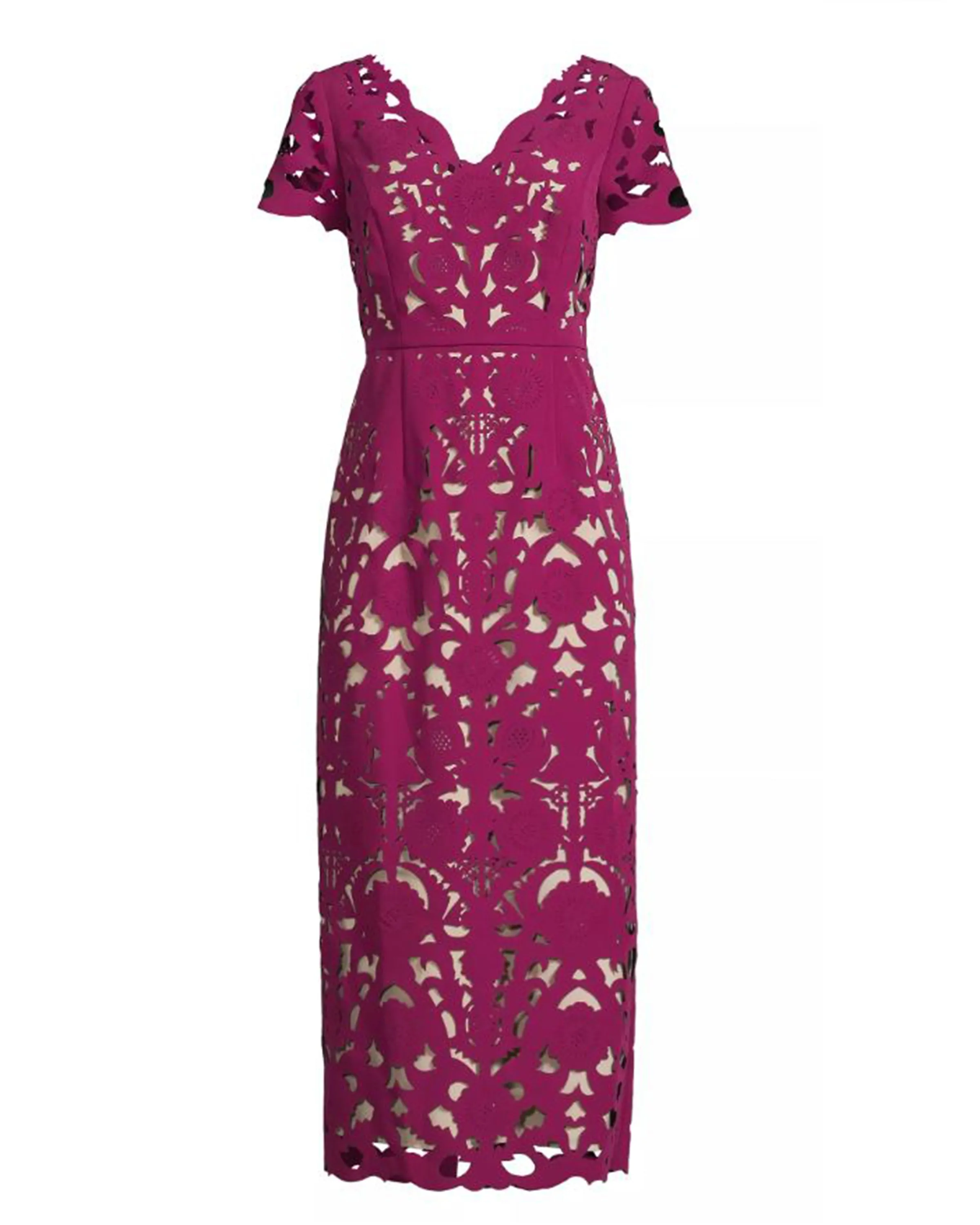 Floral Crepe Laser-Cut Midi Dress