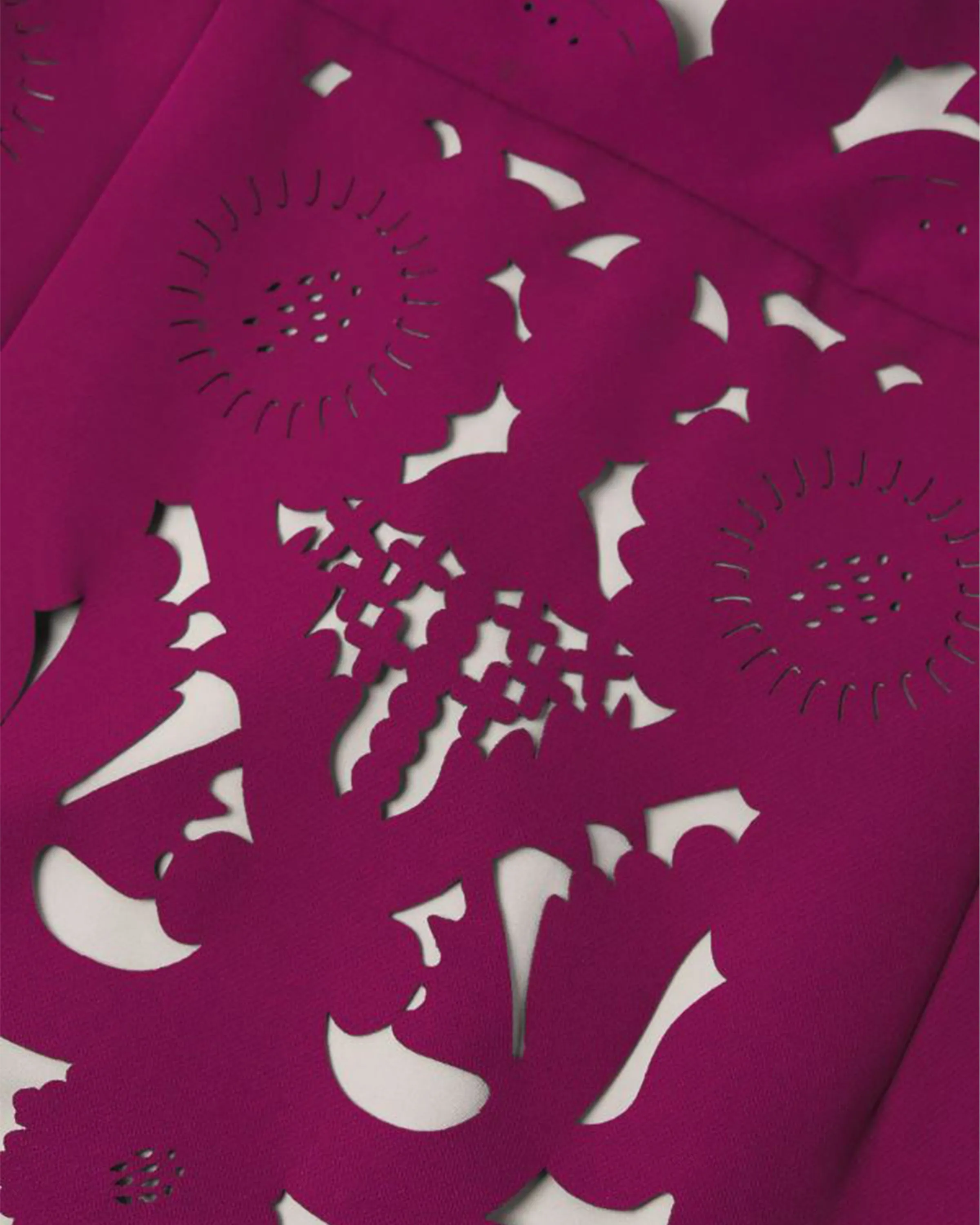 Floral Crepe Laser-Cut Midi Dress