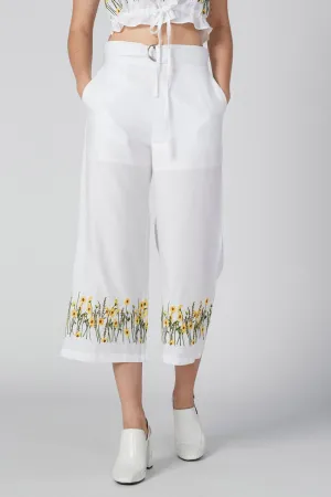 Floral Printed High-Rise Culottes with Pocket Detail