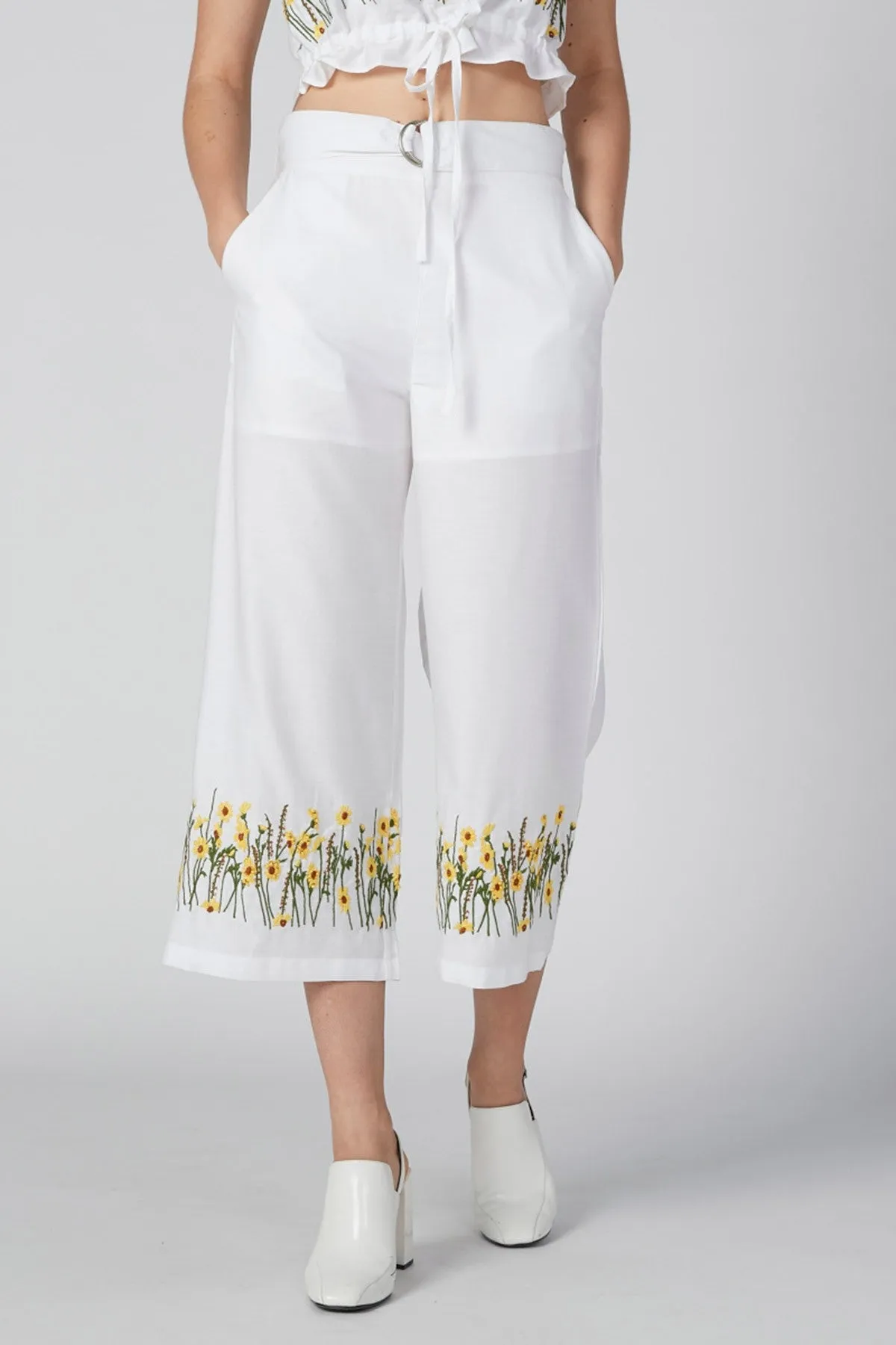Floral Printed High-Rise Culottes with Pocket Detail
