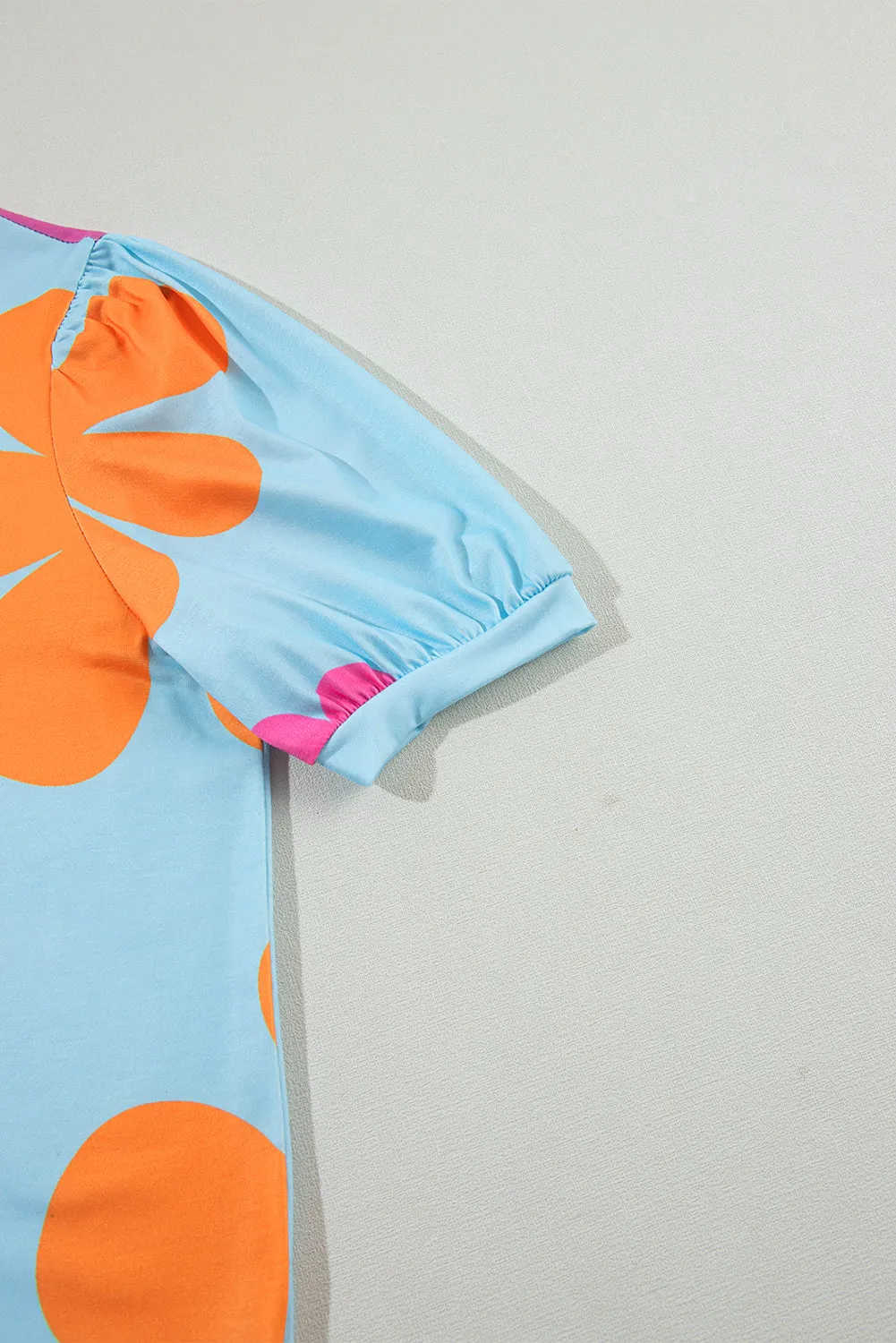 Flower Print Bubble Sleeve Tee