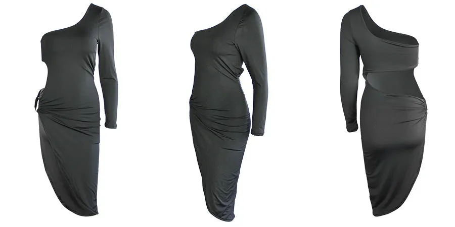 Forefair One Shoulder Slit Backless Party Dress