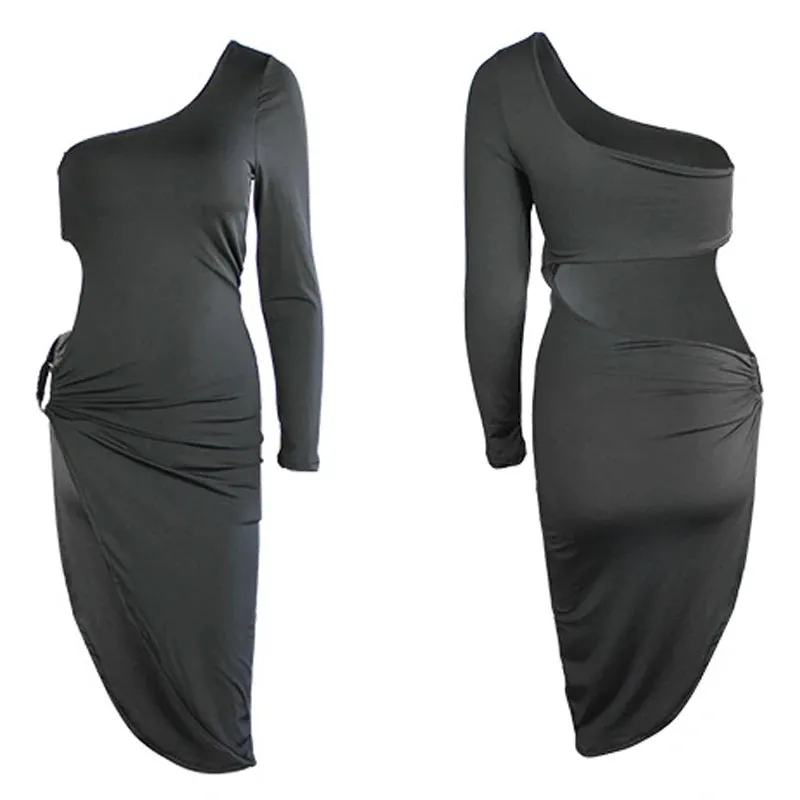 Forefair One Shoulder Slit Backless Party Dress