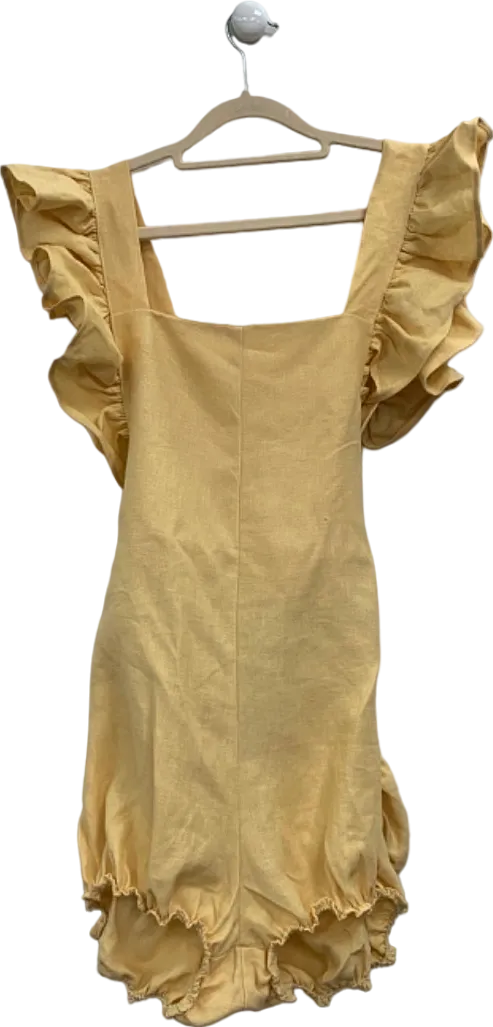 Freya Lillie Yellow Linen Ruffle Dress UK 6/8