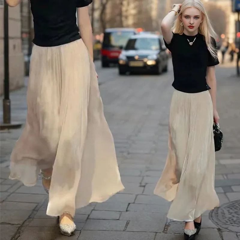 👗Glazed Ice Silk Floor-Length Wide-Leg Culottes-unitmotor™