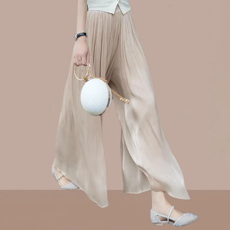 👗Glazed Ice Silk Floor-Length Wide-Leg Culottes-unitmotor™