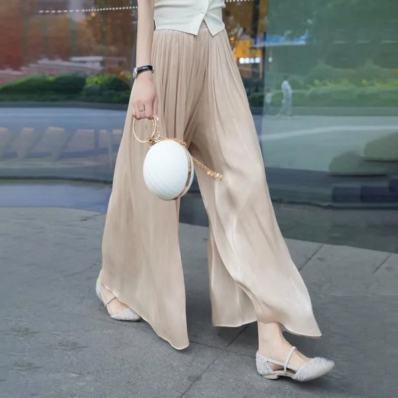 👗Glazed Ice Silk Floor-Length Wide-Leg Culottes-unitmotor™