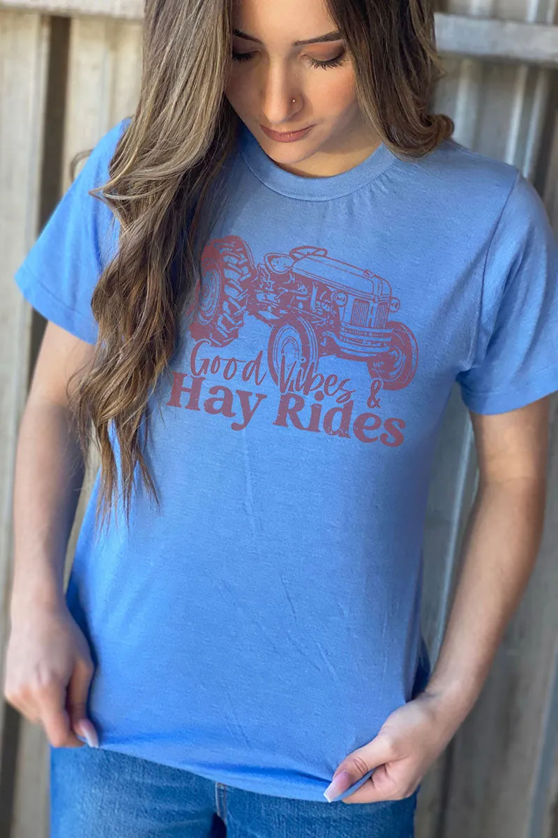 Good Vibes & Hayrides Unisex Poly-Rich Blend Tee