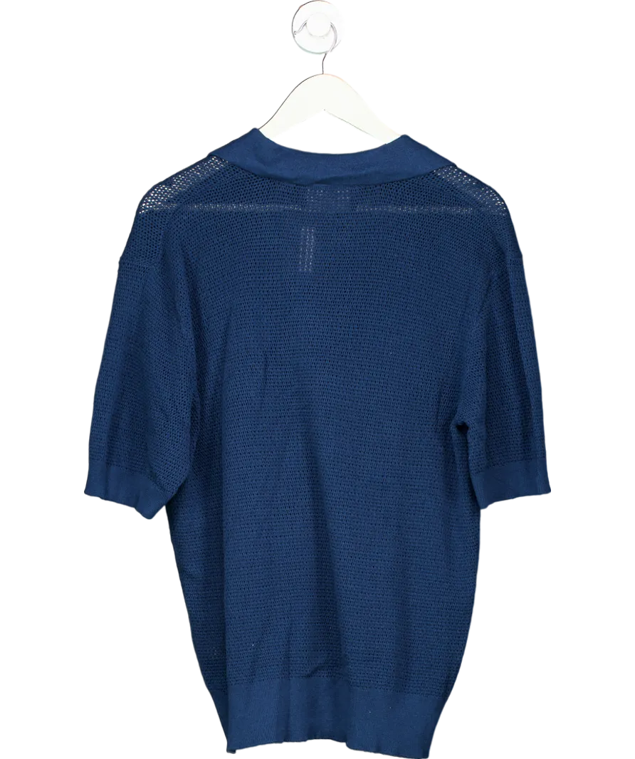 Grand Le Mar Blue Knitted Short Sleeve Jersey Polo UK M
