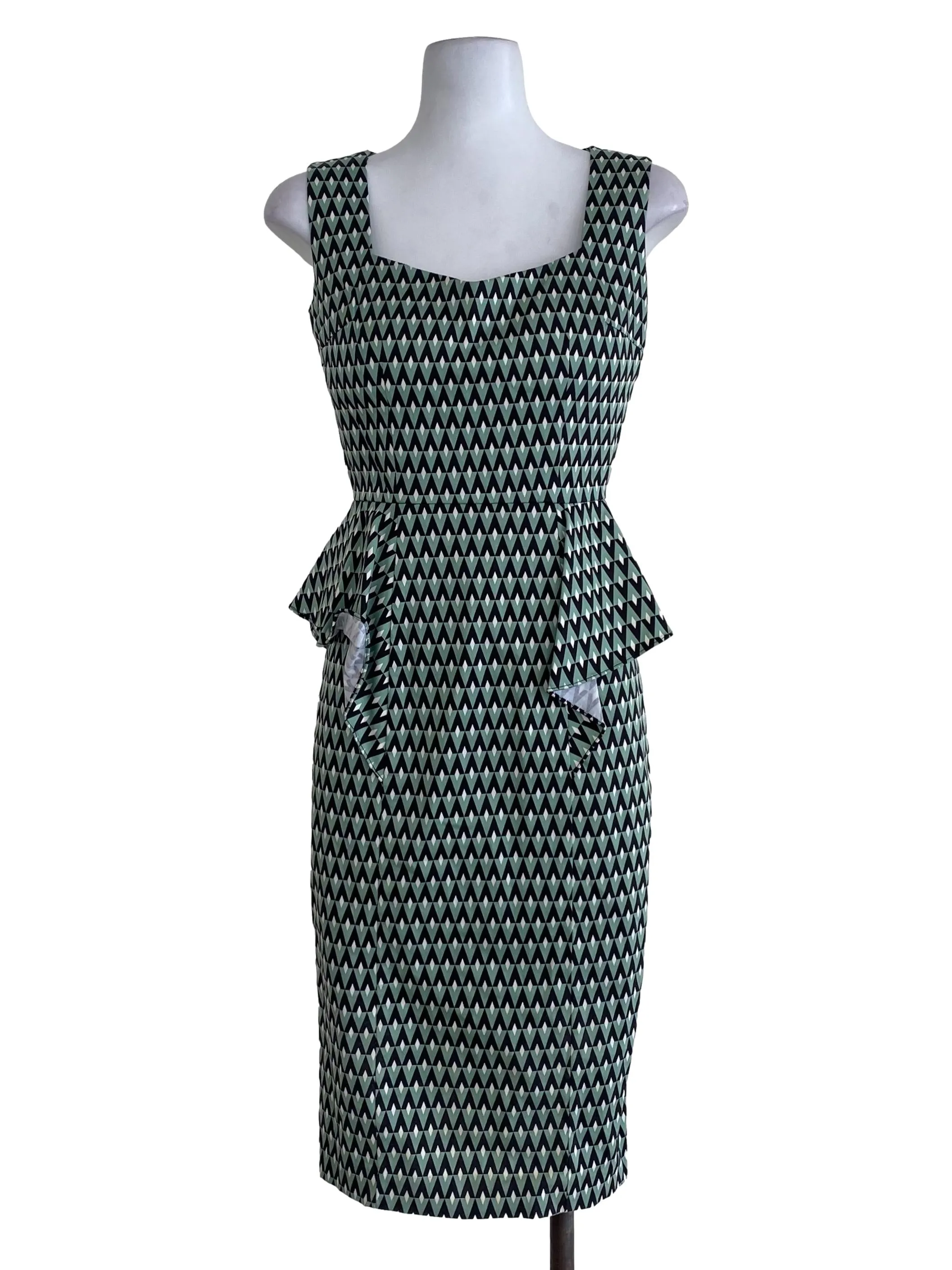 Green Diamond Printed Sheath Dress
