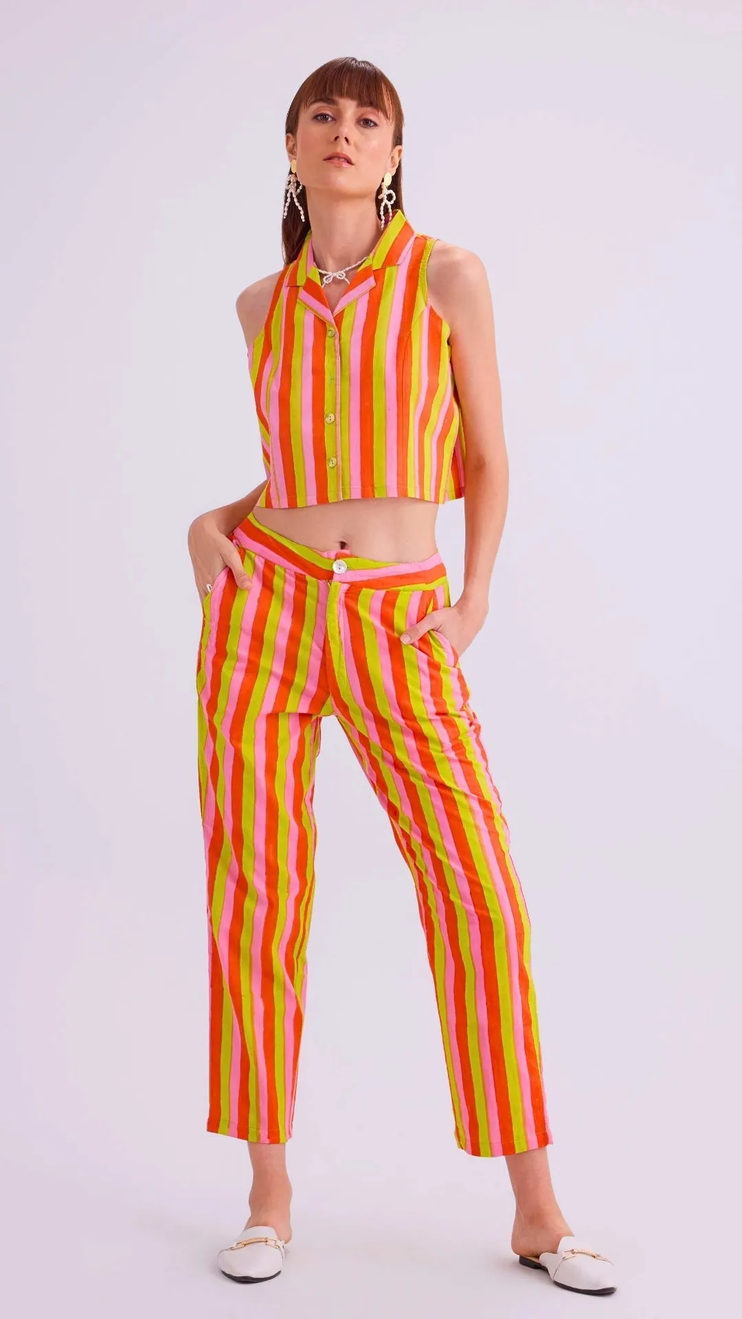 Greta Crop Top & Reese Pants, Sunset Sorbet
