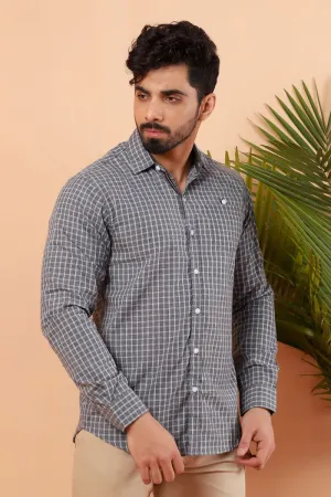 Grey Checkered Casual Shirt FS Regular Fit