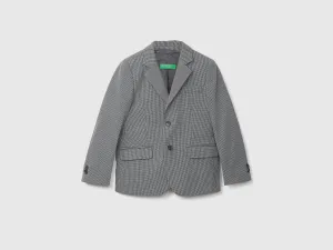 Grey Houndstooth Pattern Blazer