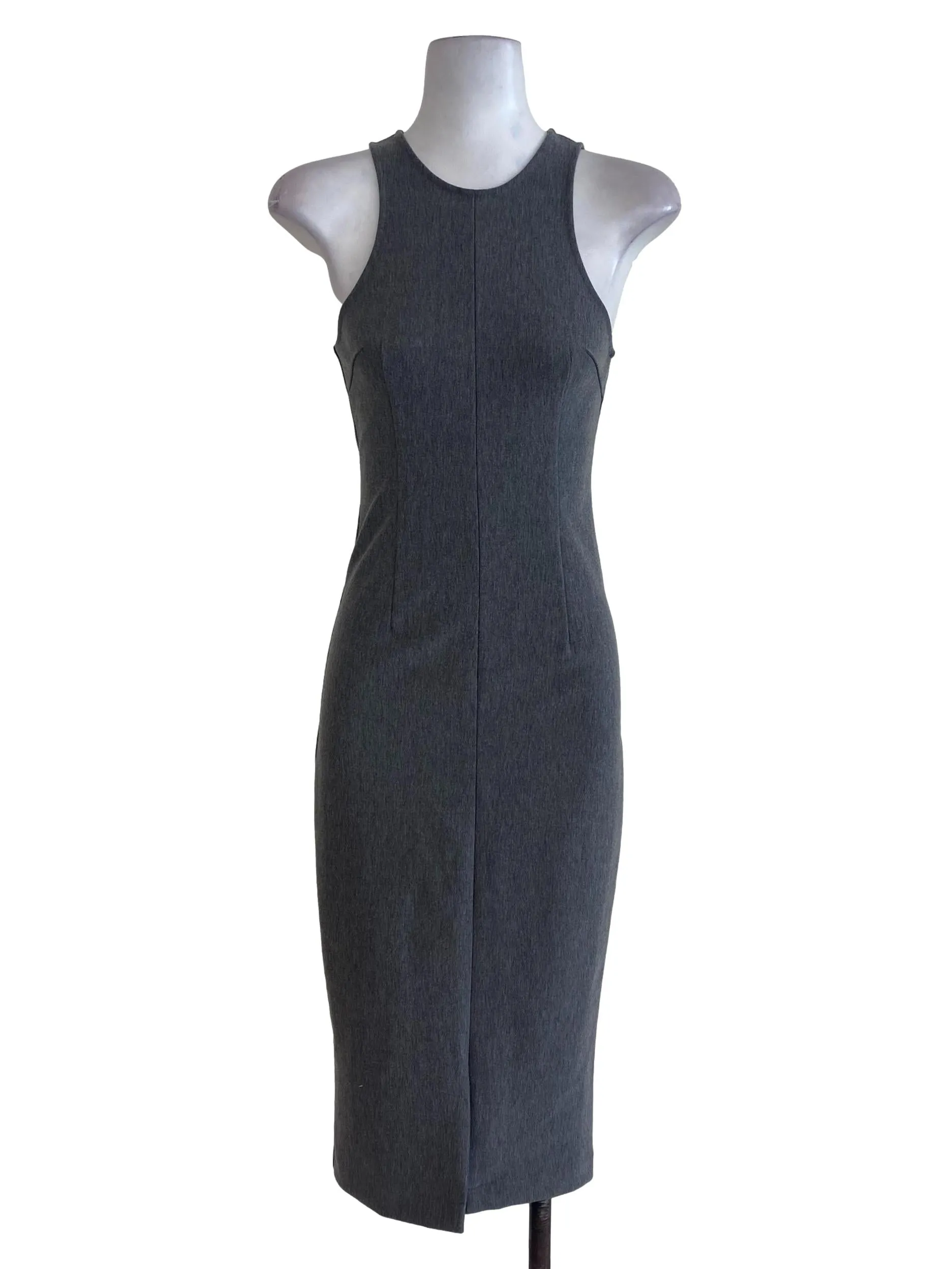 Grey Textured Sheath Dress