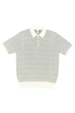 GRP Knitwear 3-Button-Polo Rombo Knit Ecru/Orange/Indigo