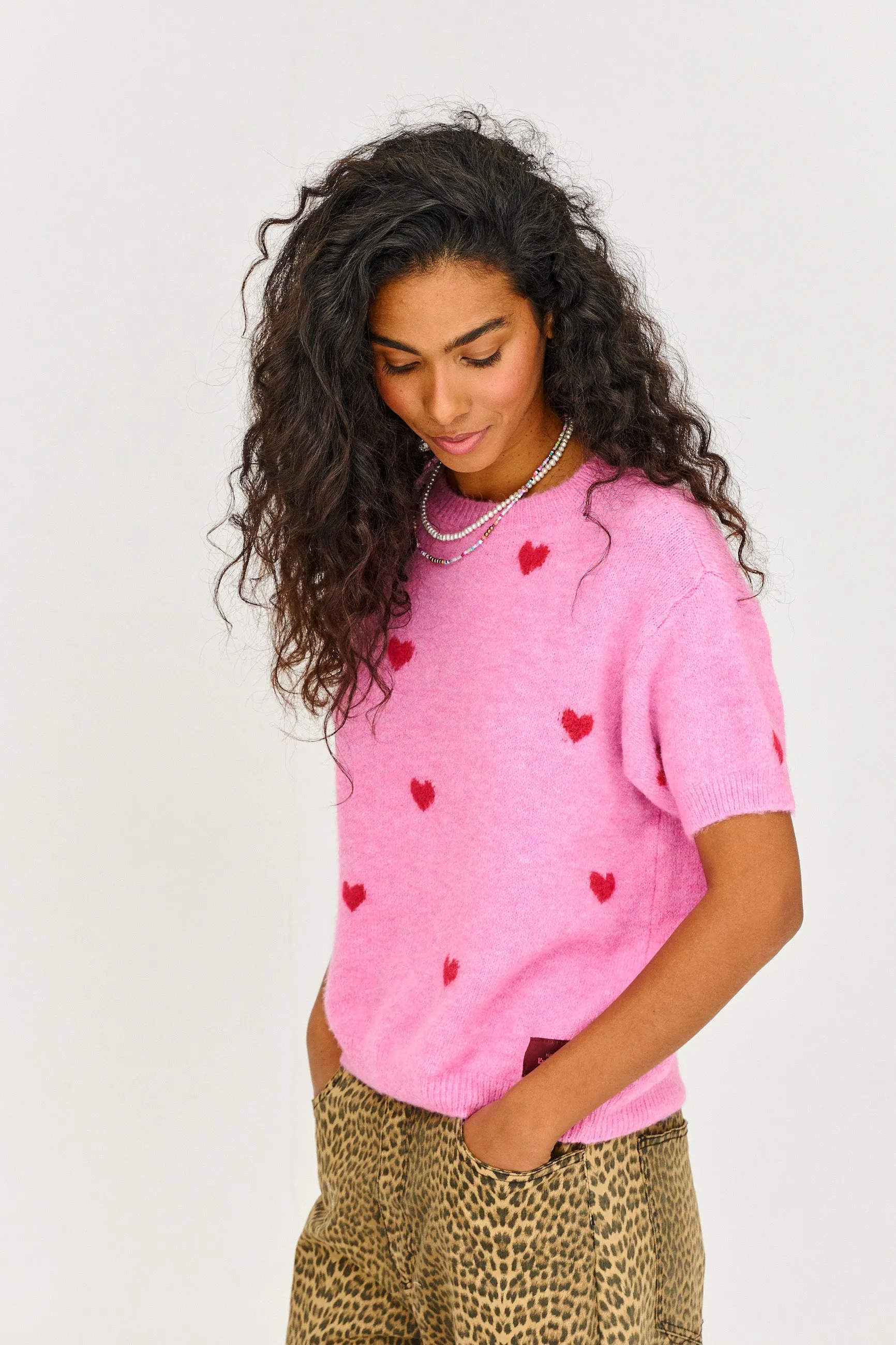 Heartbeat short-sleeved sweater