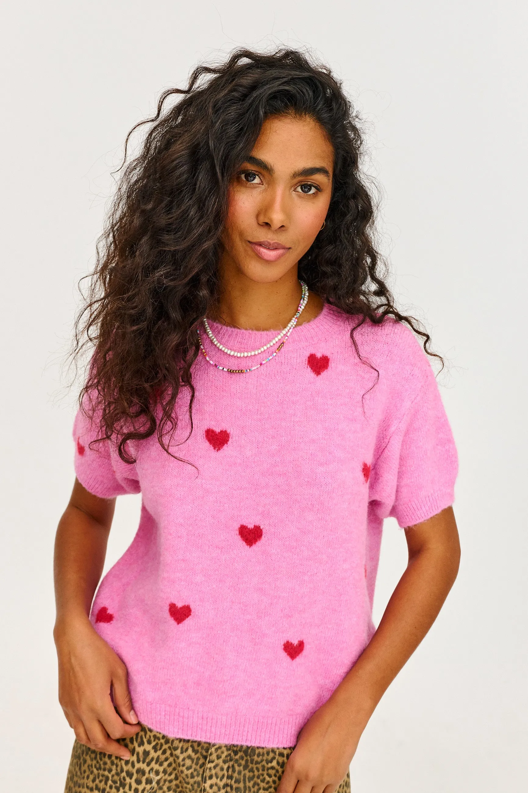 Heartbeat short-sleeved sweater