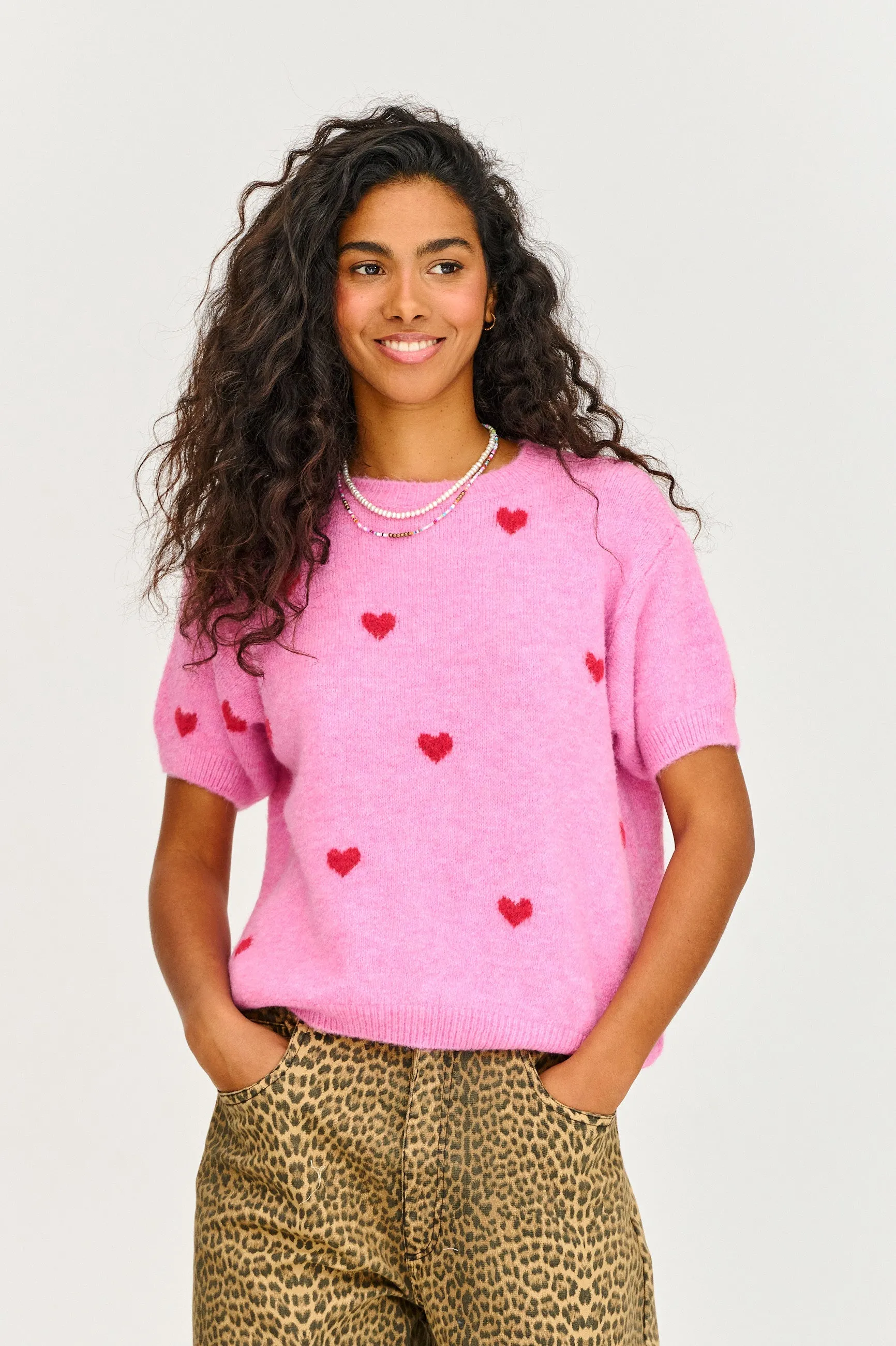 Heartbeat short-sleeved sweater