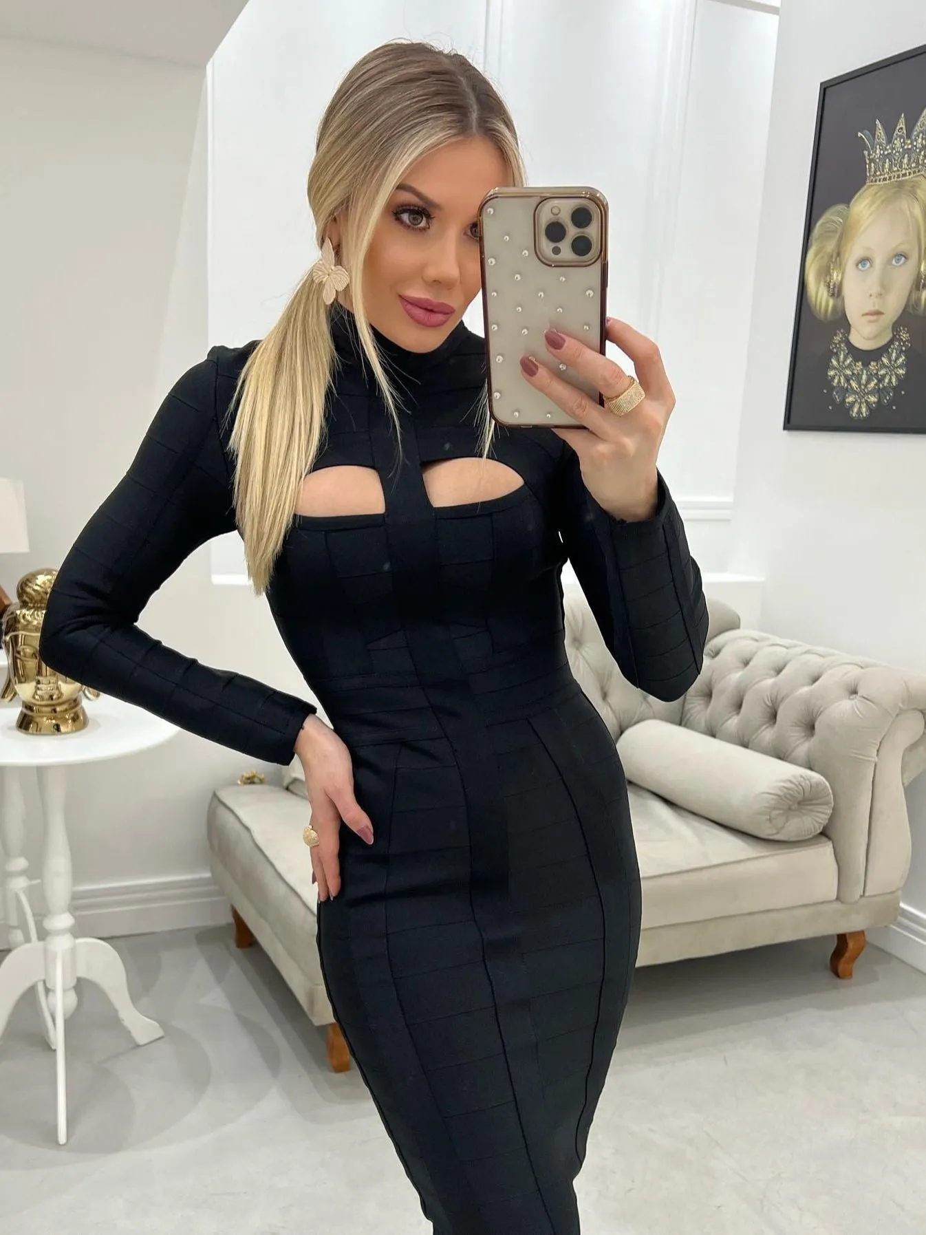 HQBORY Winter Knitted Long Sleeves Dress