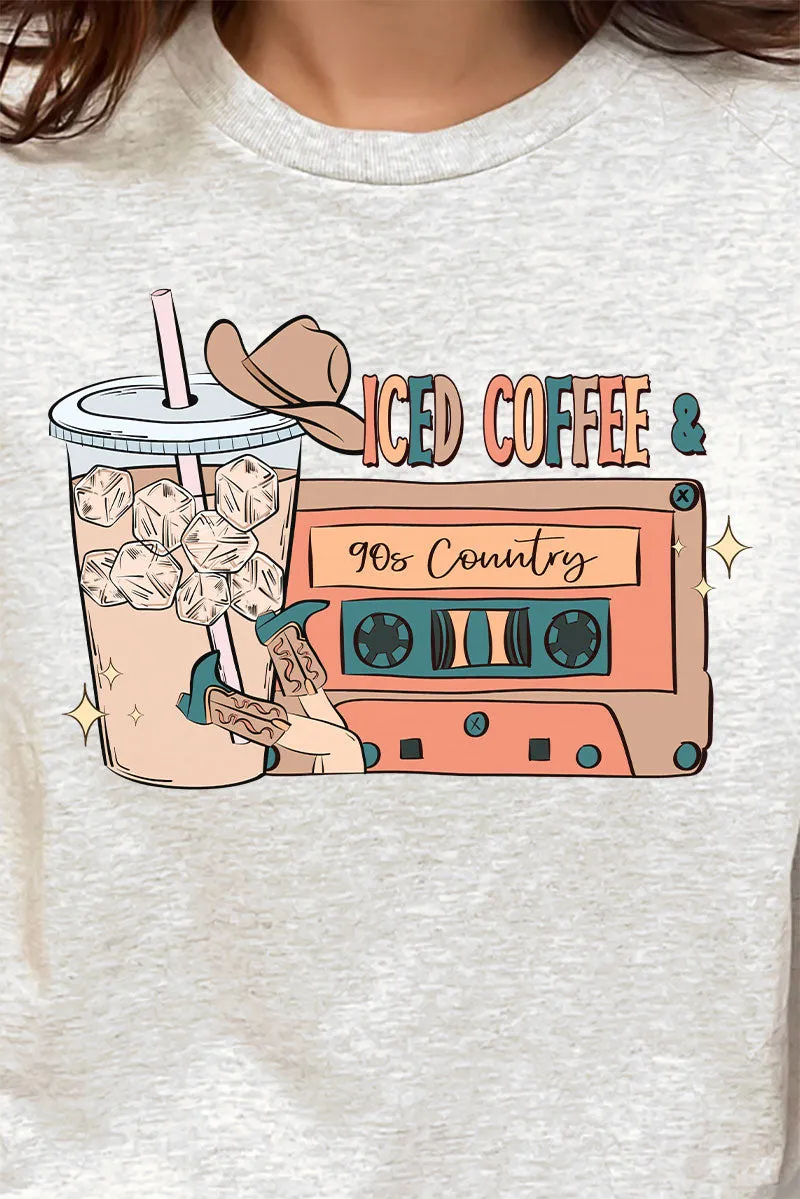 Iced Coffee And 90's Country Short Sleeve Relaxed Fit T-Shirt