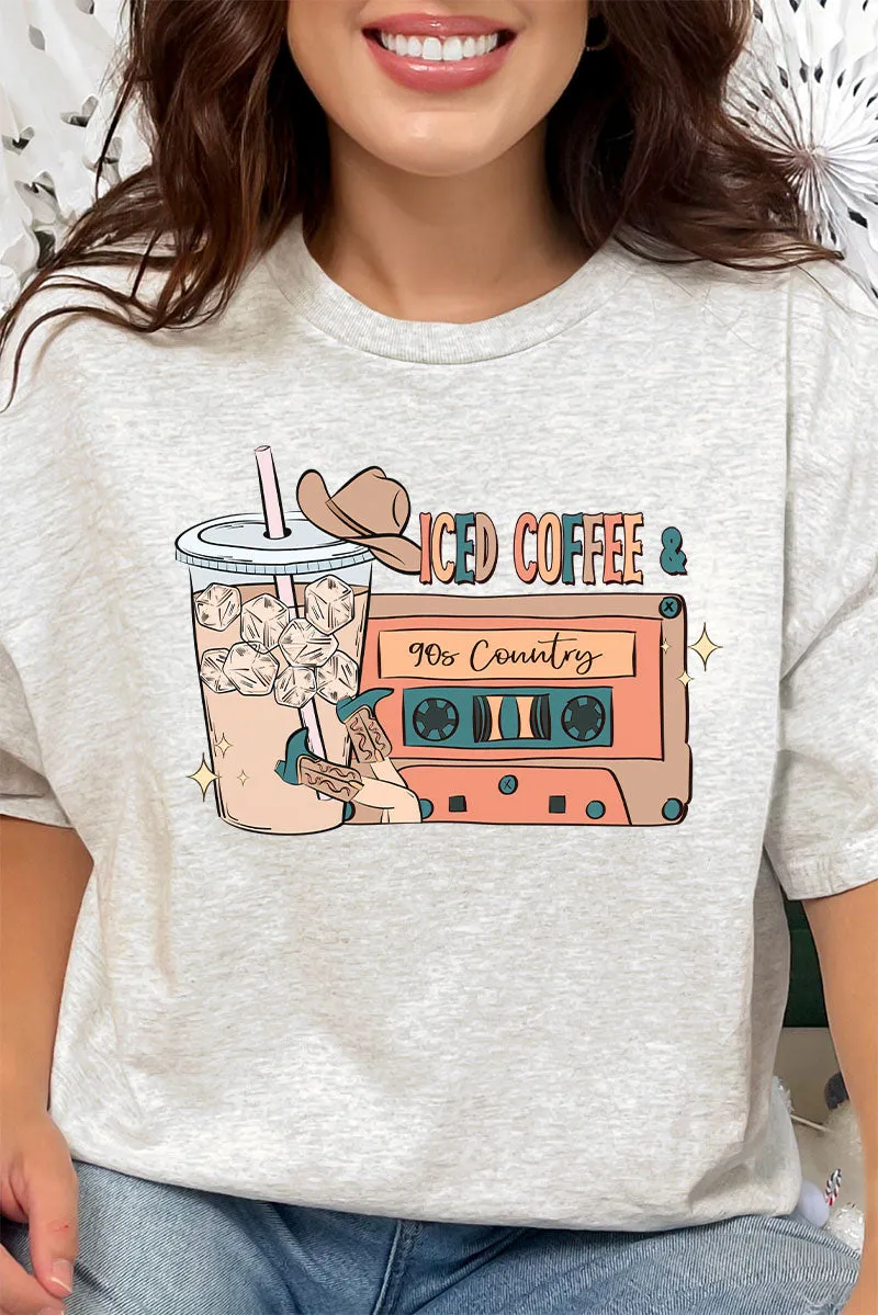 Iced Coffee And 90's Country Short Sleeve Relaxed Fit T-Shirt