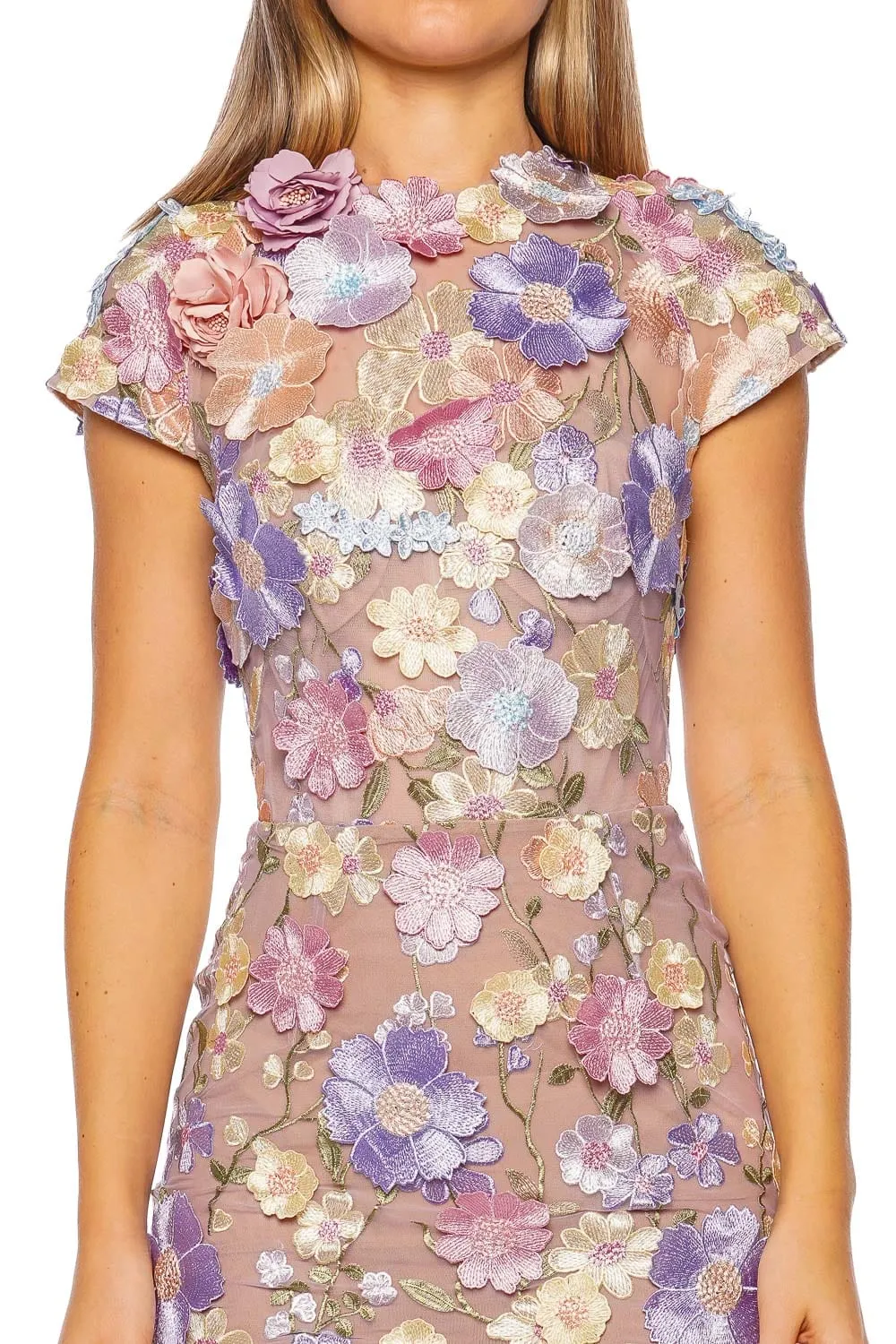 Jasmine Capsleeve Pastel Floral Midi Dress