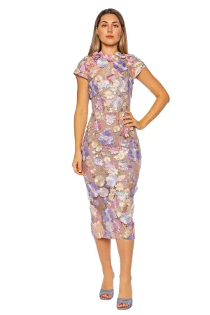 Jasmine Capsleeve Pastel Floral Midi Dress