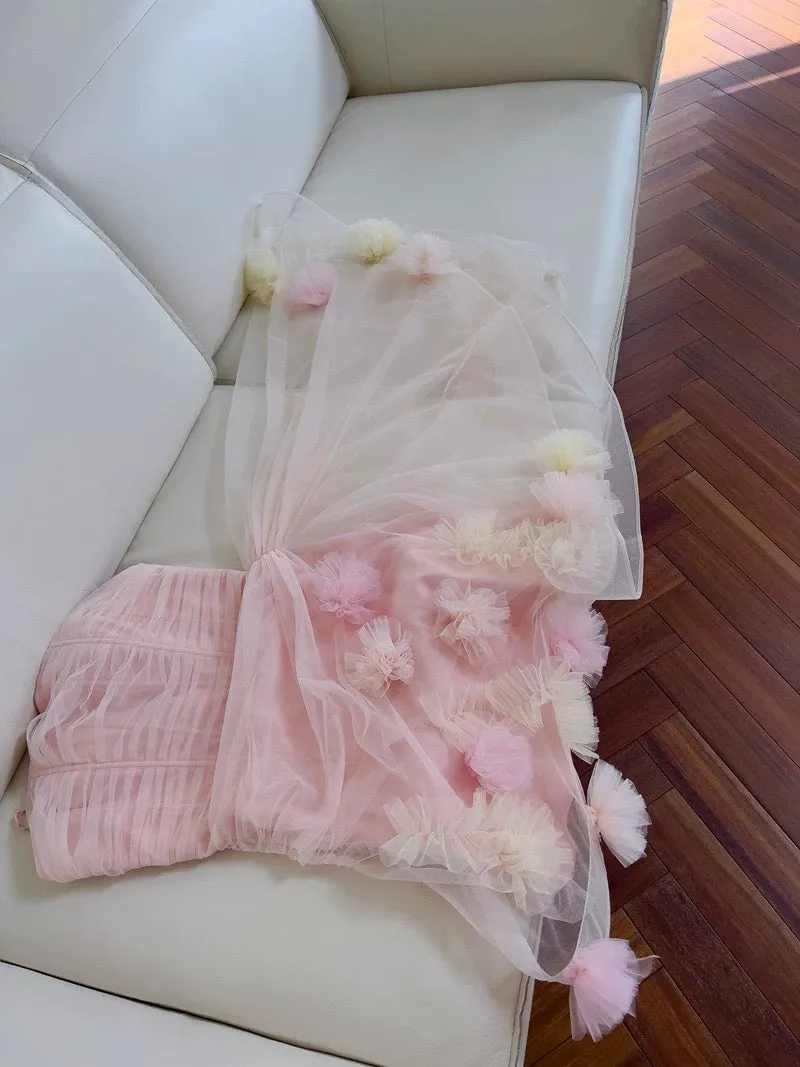 JazzHer Cute Sheath Spaghetti Straps Pink Short Tulle Homecoming Dresses Cocktail Dress (PRE-ORDER)