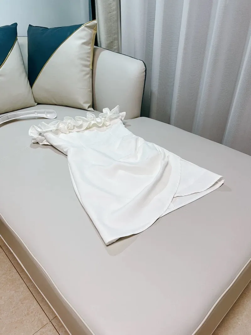 JazzHer Sexy Sheath Off The Shoulder White Satin Short Homecoming Dresses th Birthday Outfit (PRE-ORDER)