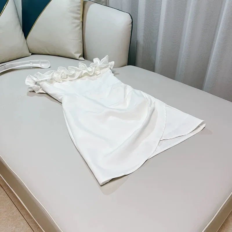 JazzHer Sexy Sheath Off The Shoulder White Satin Short Homecoming Dresses th Birthday Outfit (PRE-ORDER)