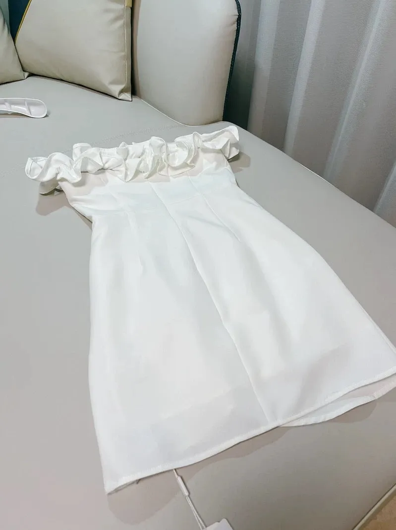 JazzHer Sexy Sheath Off The Shoulder White Satin Short Homecoming Dresses th Birthday Outfit (PRE-ORDER)