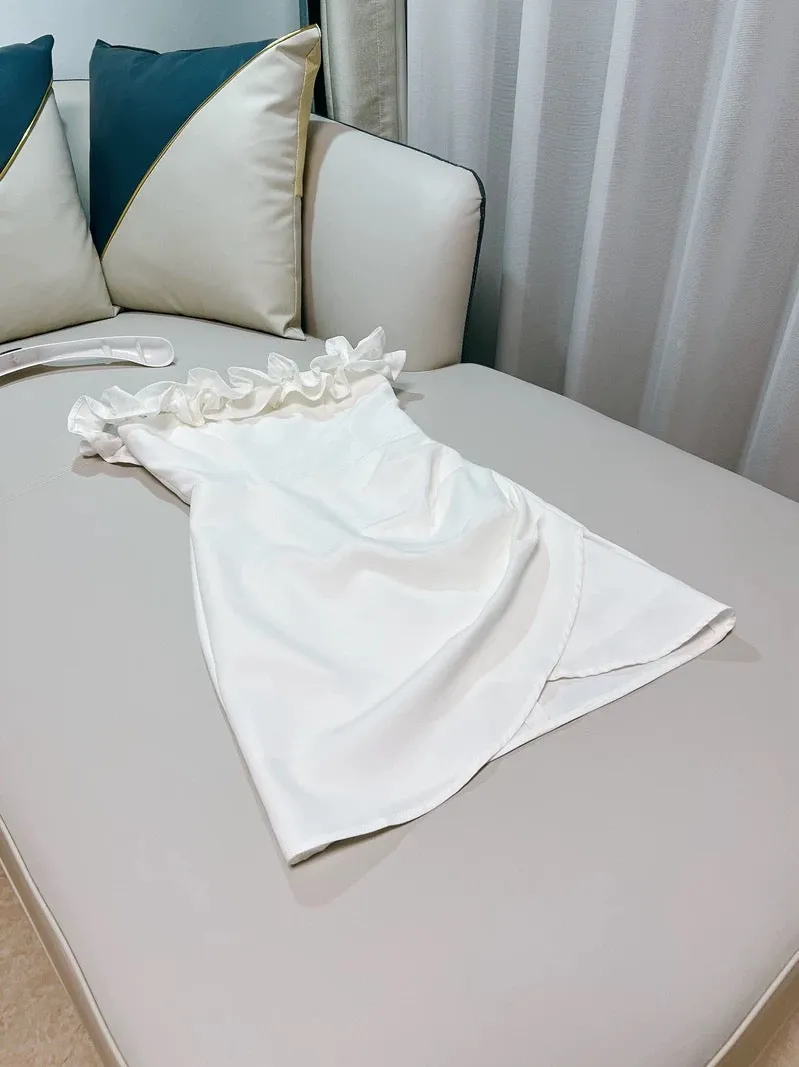 JazzHer Sexy Sheath Off The Shoulder White Satin Short Homecoming Dresses th Birthday Outfit (PRE-ORDER)