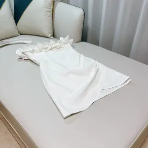 JazzHer Sexy Sheath Off The Shoulder White Satin Short Homecoming Dresses th Birthday Outfit (PRE-ORDER)