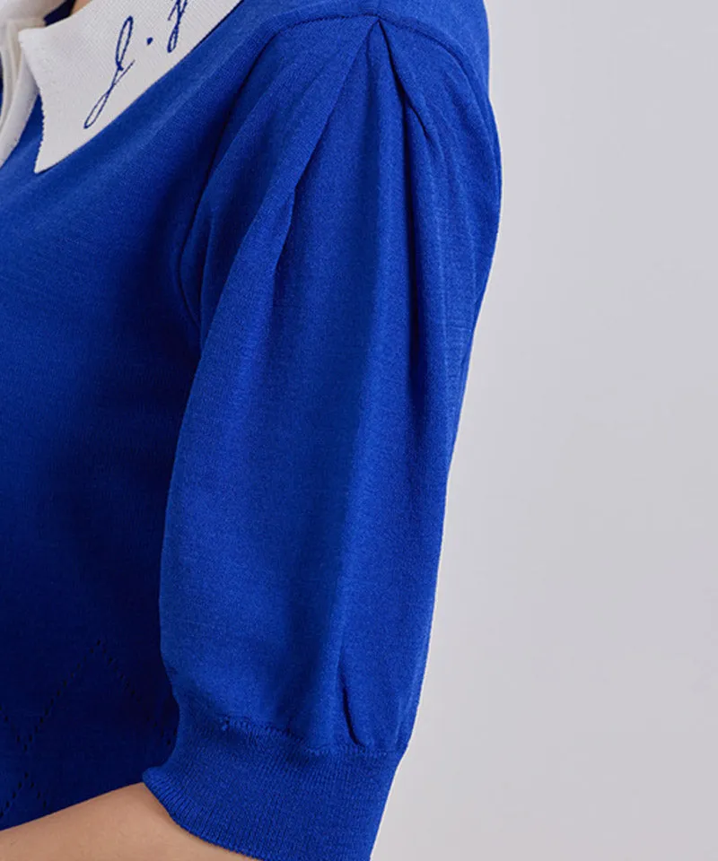 J.Jane Vivid Color Half Sleeve Knit - Blue