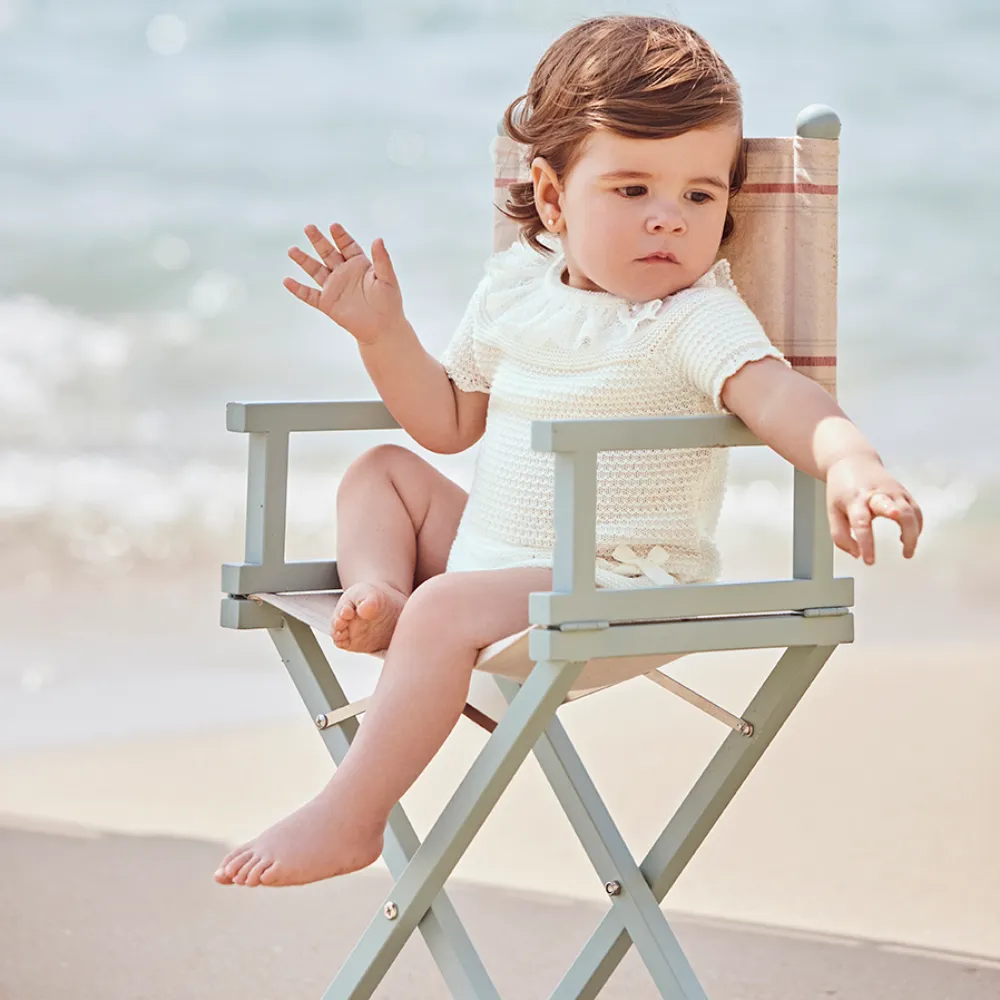 Juliana Girls Cream Knitted Short Sleeved Jam Pant Set