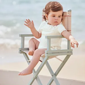 Juliana Girls Cream Knitted Short Sleeved Jam Pant Set