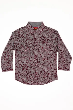 Kids Western Pearl Snaps Print Shirt-PS100K-112