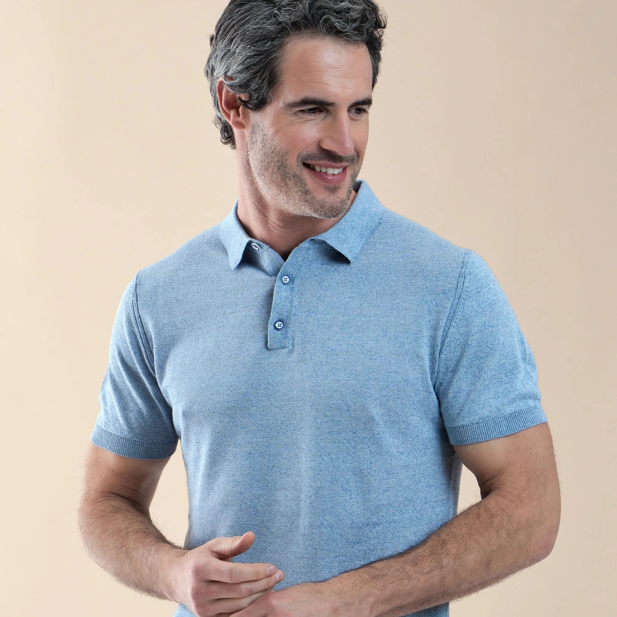 Knitted linen/cotton blend polo