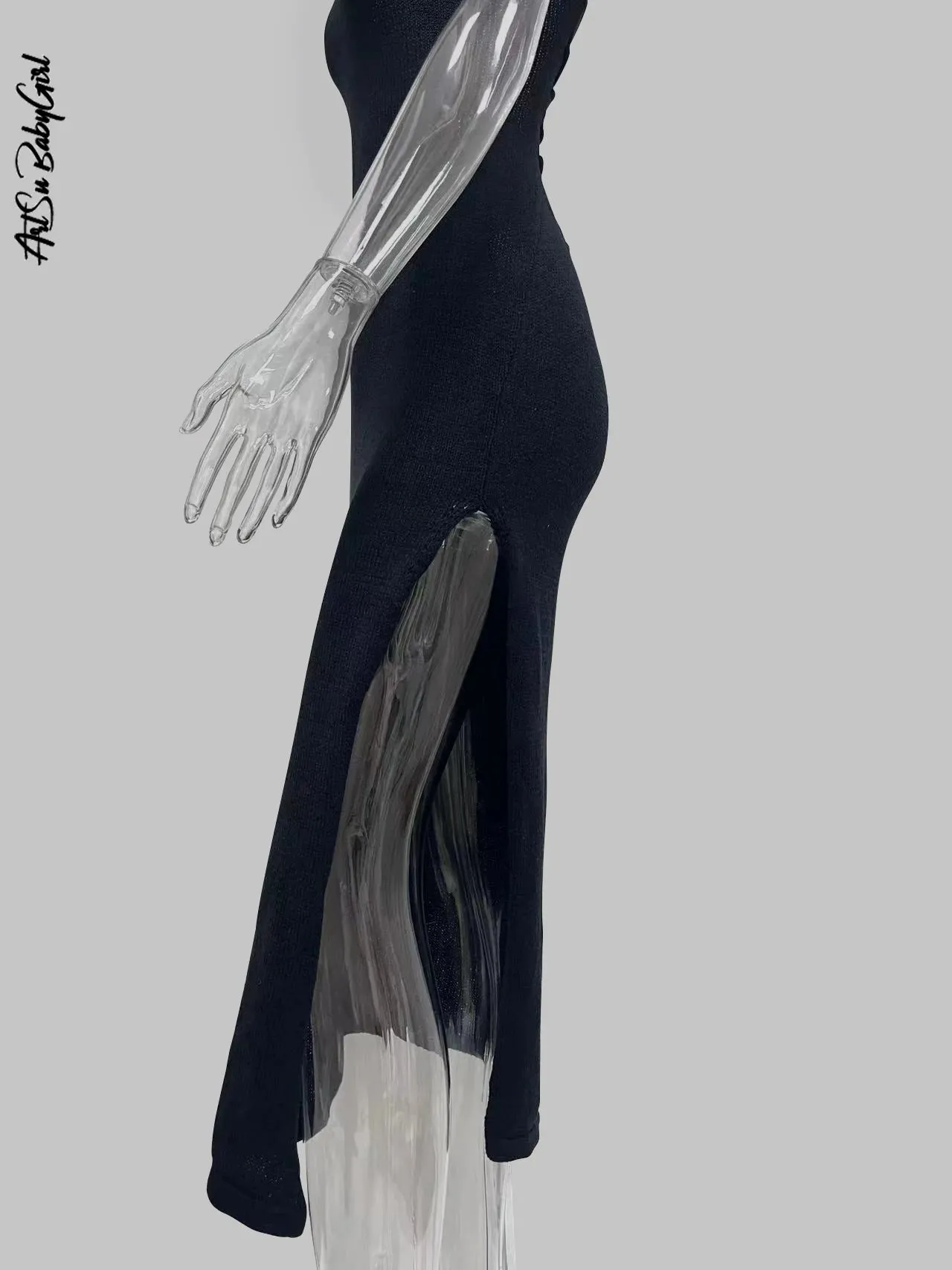 Knitted Midi Sleeveless Backless Long Dress