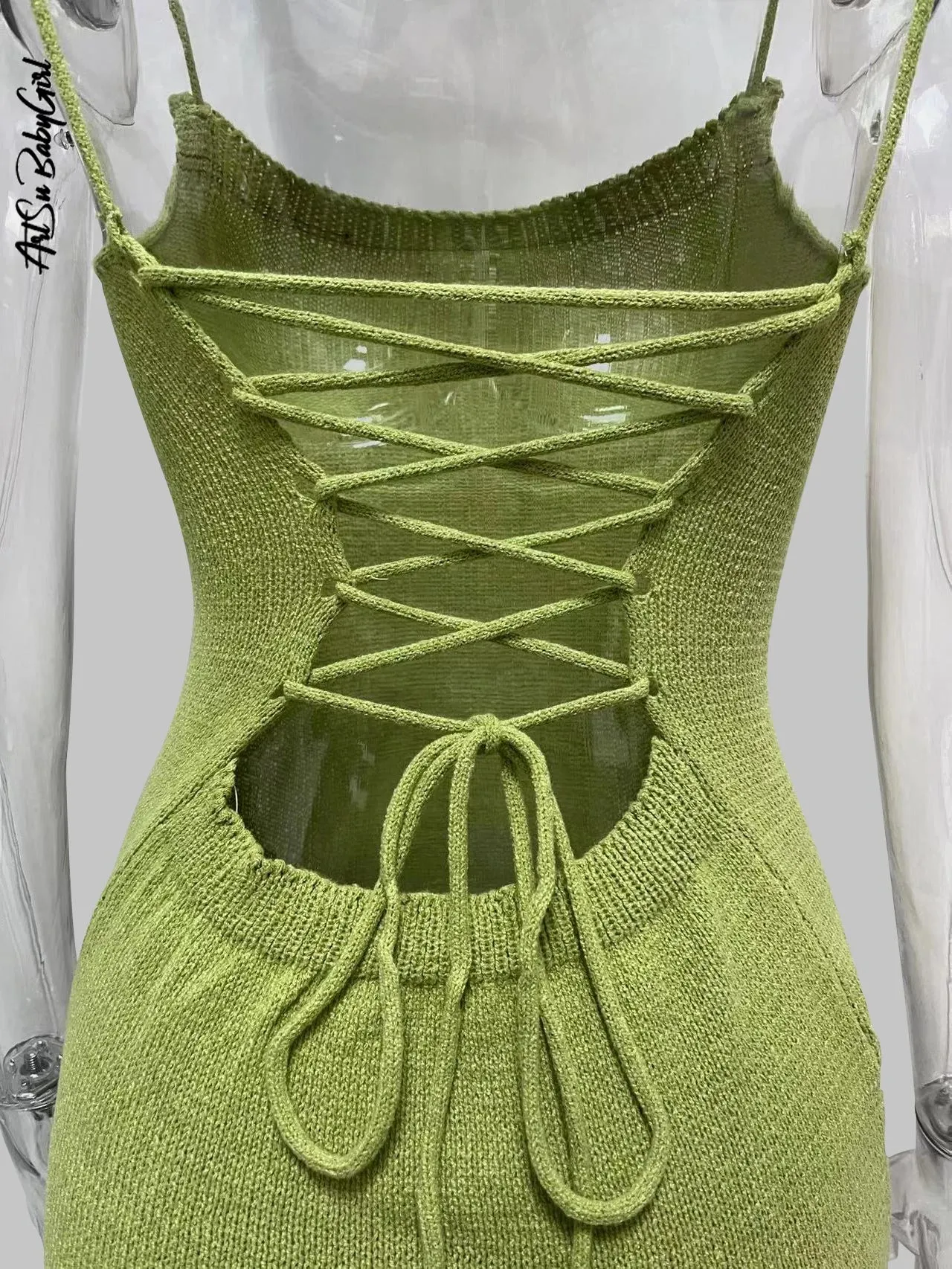 Knitted Midi Sleeveless Backless Long Dress