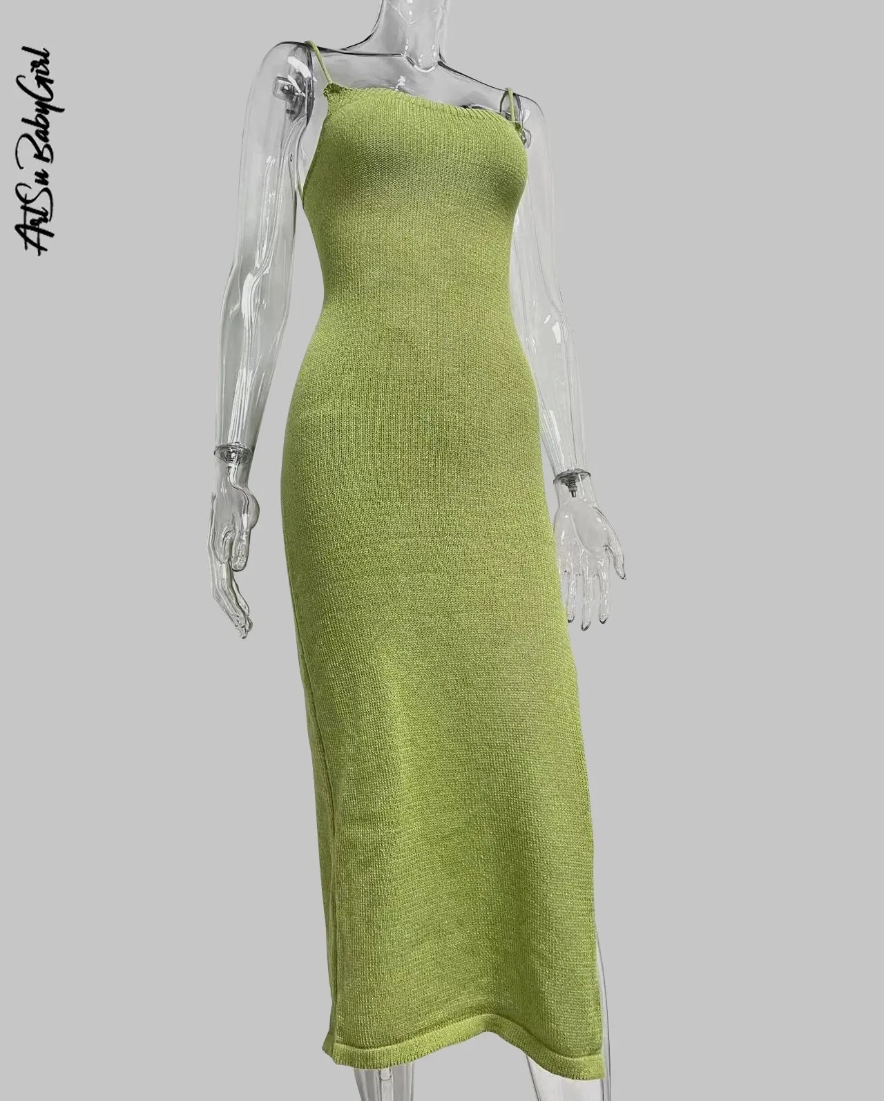 Knitted Midi Sleeveless Backless Long Dress