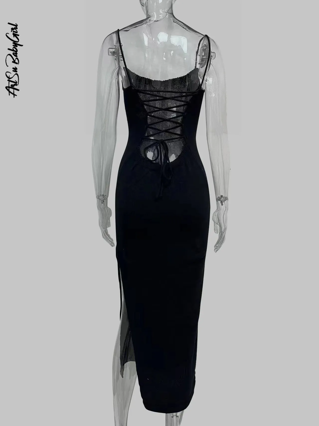 Knitted Midi Sleeveless Backless Long Dress