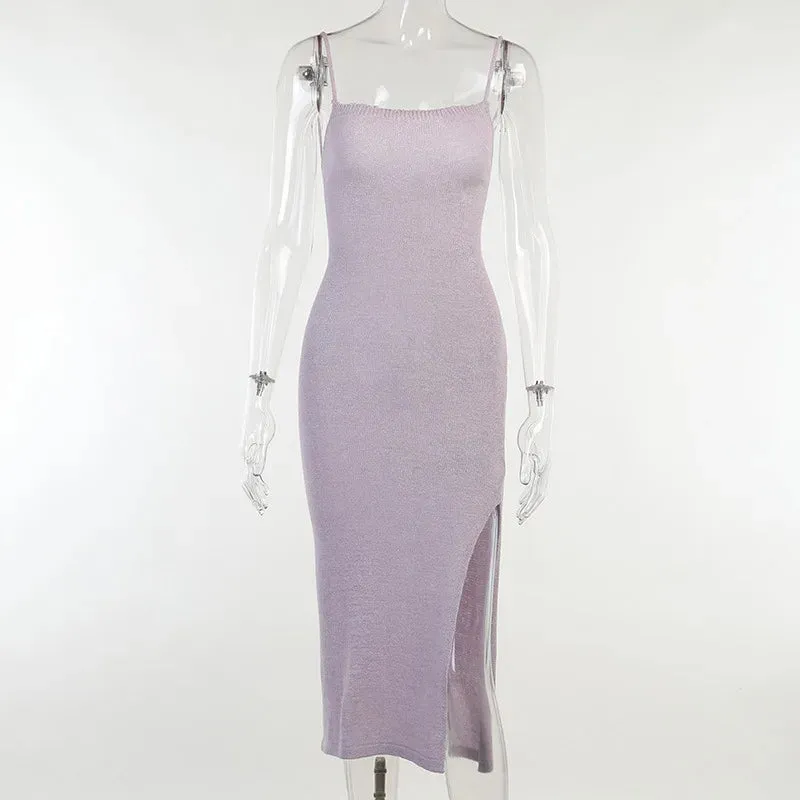 Knitted Midi Sleeveless Backless Long Dress