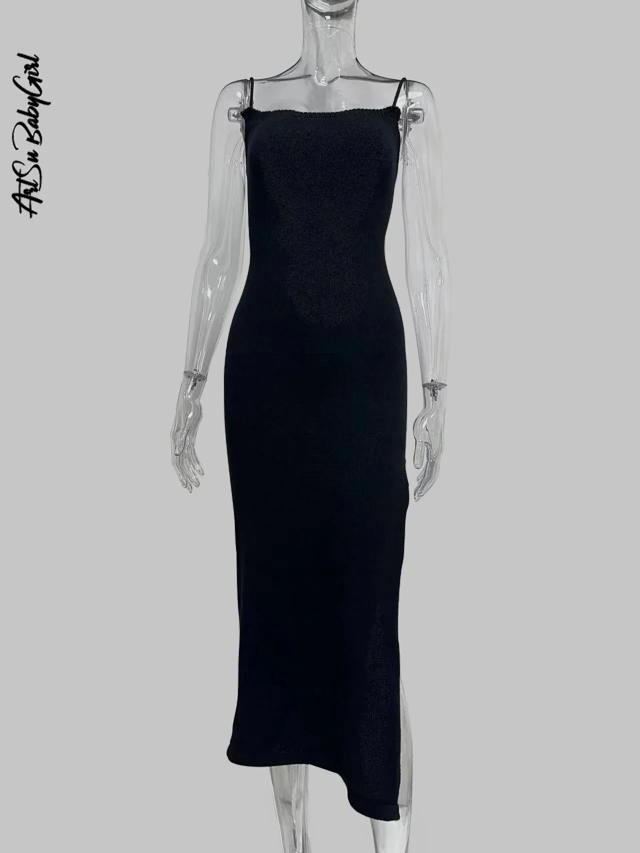 Knitted Midi Sleeveless Backless Long Dress