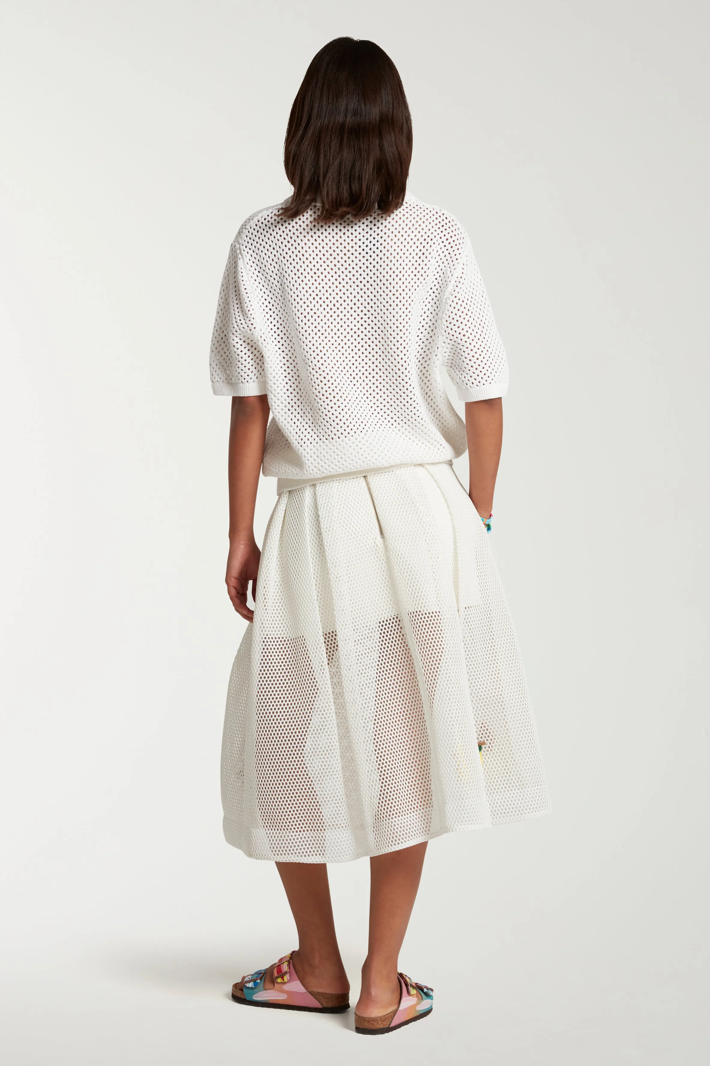 Knitted Polo Top With Crochet Patches