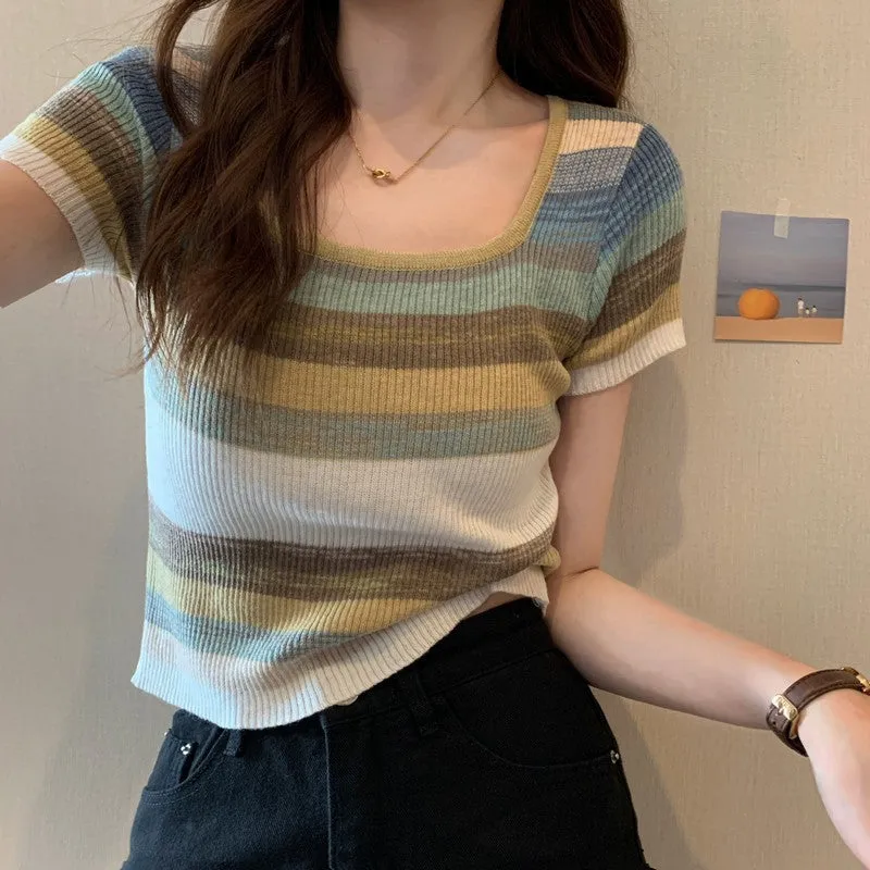 Knitwear Short Sleeve T-shirt For Women