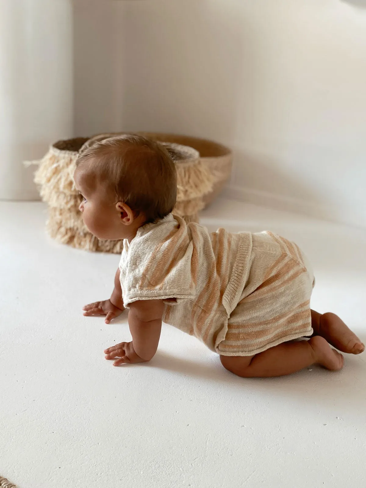 Kori Slub Cotton Shorts | Peach
